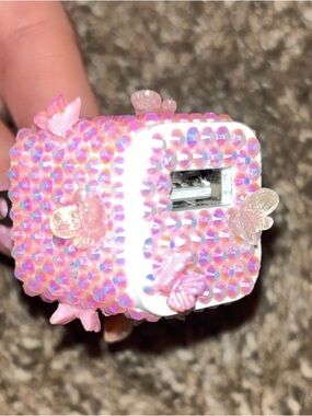 Pink Iridescent Jeweled USB Adapter Cover